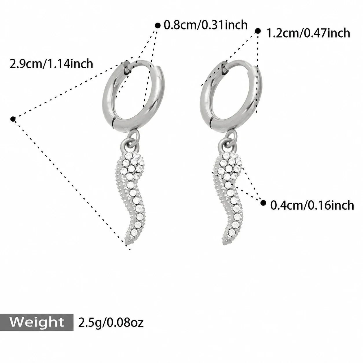 Produktfoto: Creolen mit Zirkonia-Charm-Anhängern, Edelstahl 316