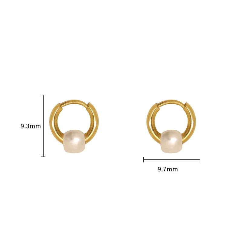 Petite Stainless Steel Pearl Huggie Hoop Earrings