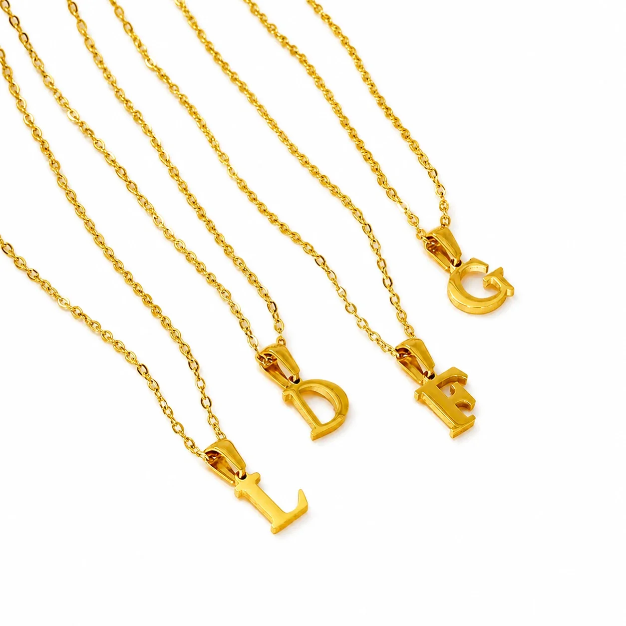Polished 18K Gold-Plated Initial Oval-Link Pendant Necklace