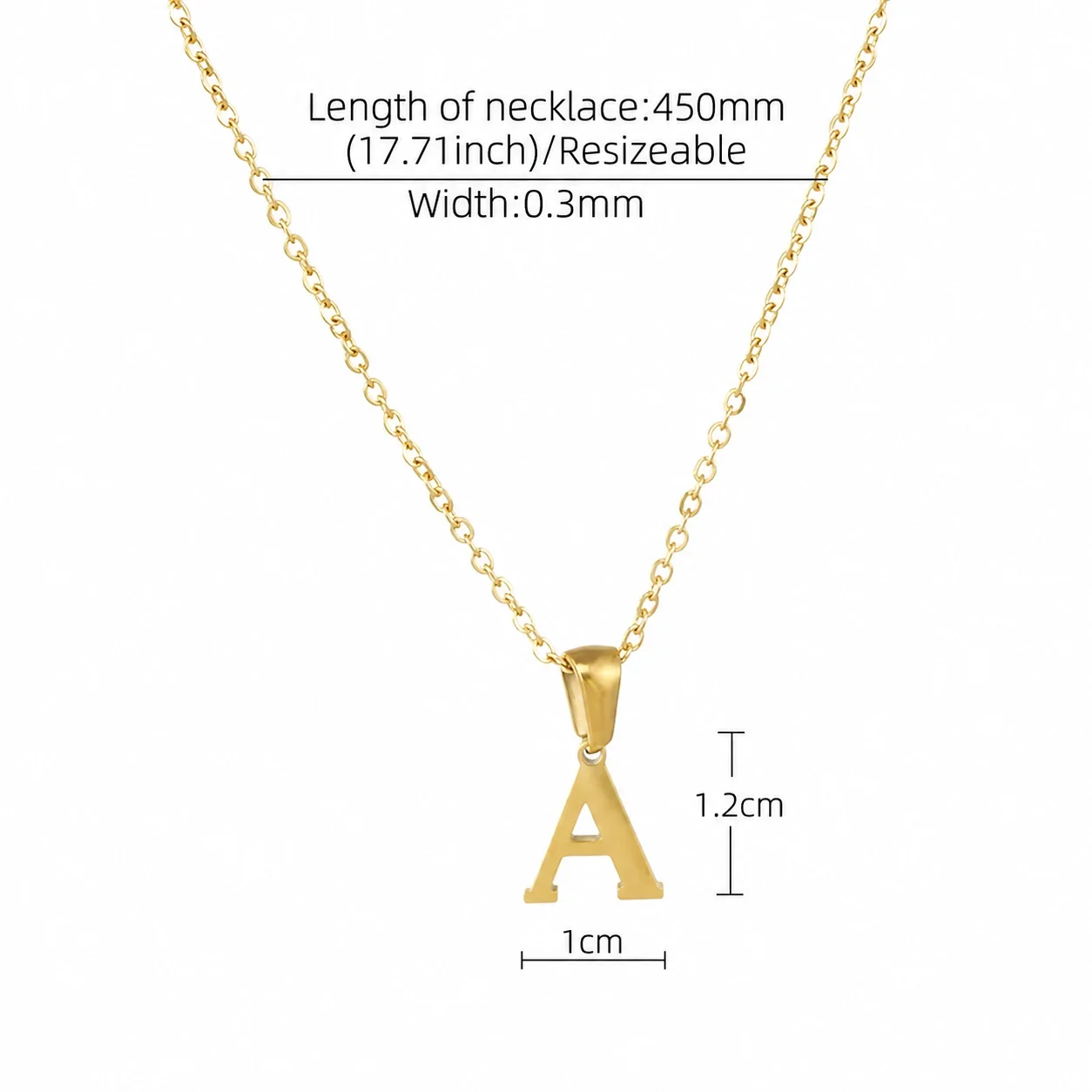 Polished 18K Gold-Plated Initial Oval-Link Pendant Necklace - Initial A