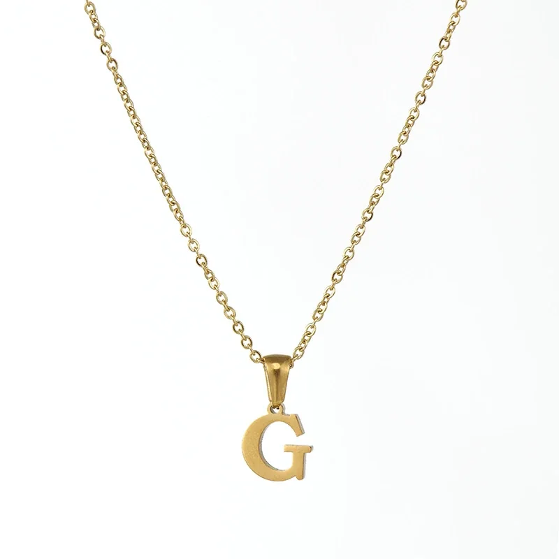 Polished 18K Gold-Plated Initial Oval-Link Pendant Necklace - Initial G