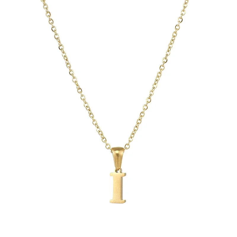 Polished 18K Gold-Plated Initial Oval-Link Pendant Necklace - Initial I