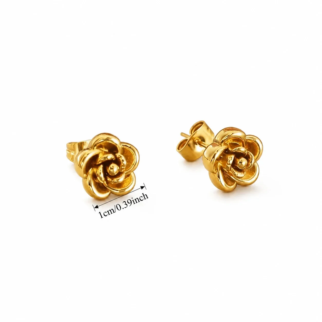 Petite Gold PVD Rose Petal 316 Stainless Steel Stud Earrings