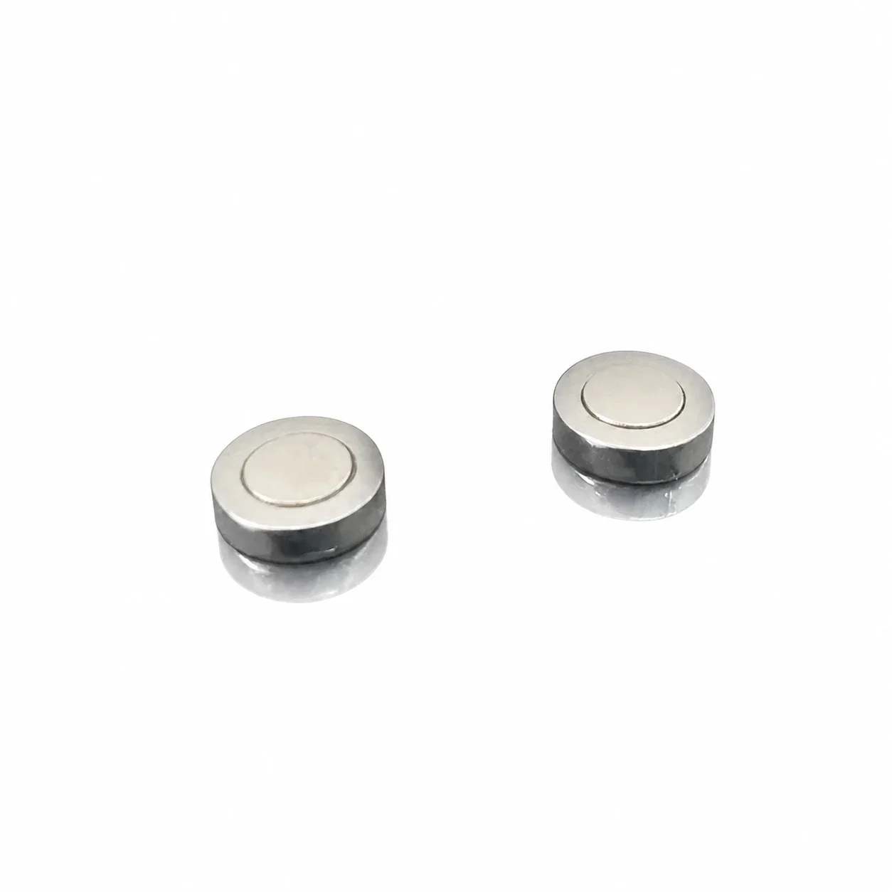 Polished Stainless Steel Roman Numeral Disc Clip Earrings