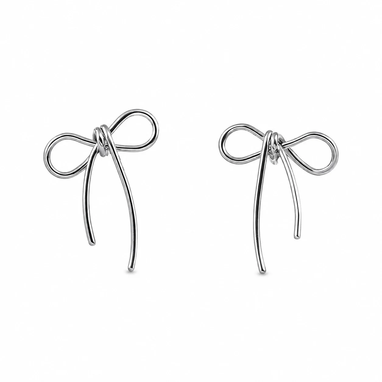 Bow Wire Stud Earrings 316 Stainless Steel 18K Gold PVD