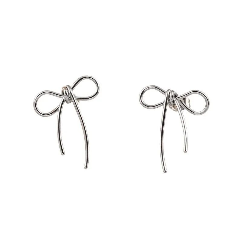 Bow Wire Stud Earrings 316 Stainless Steel 18K Gold PVD
