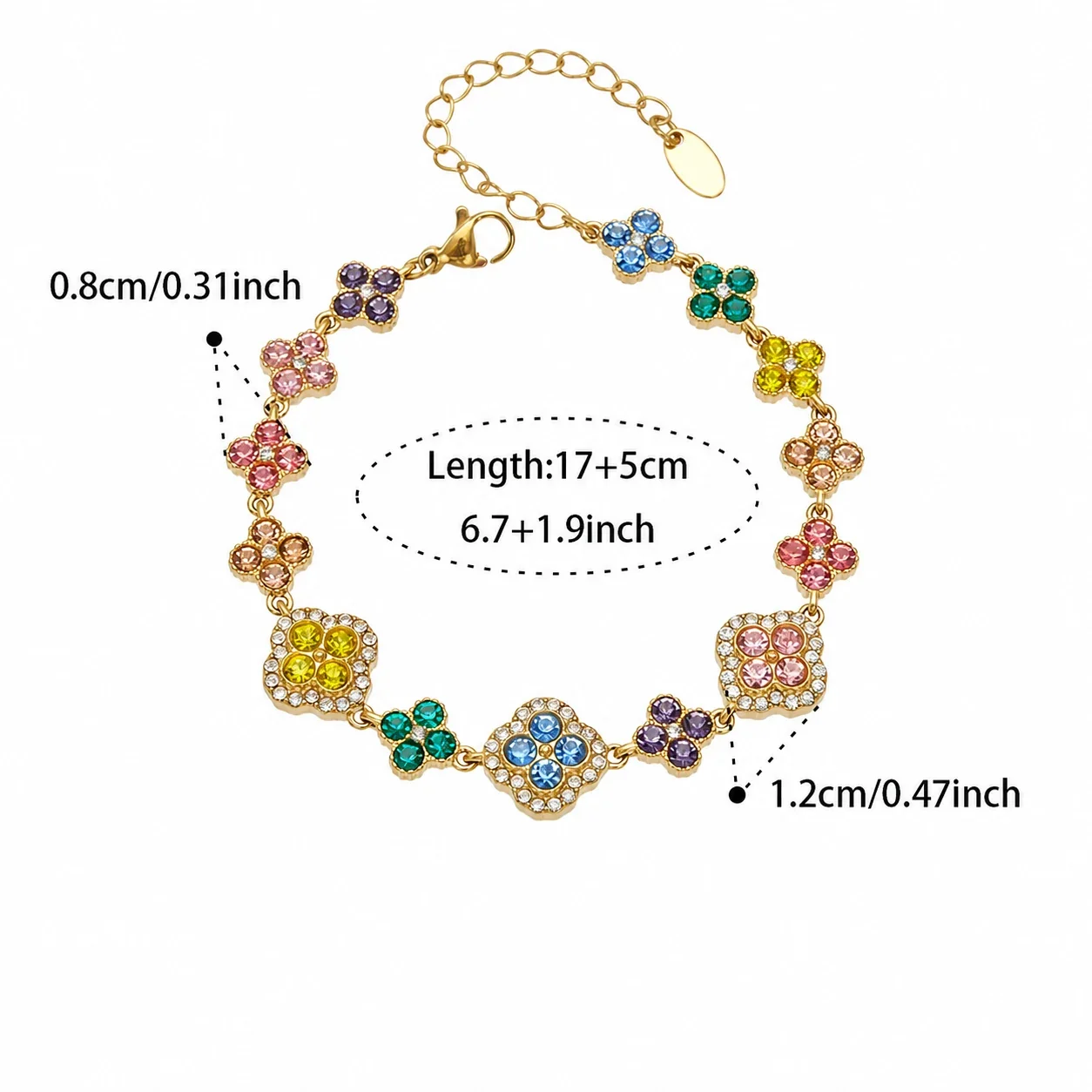 Ornate 18K Gold-Plated Clover & Pavé CZ Jewelry Set - Gold Champagne CZ + cm