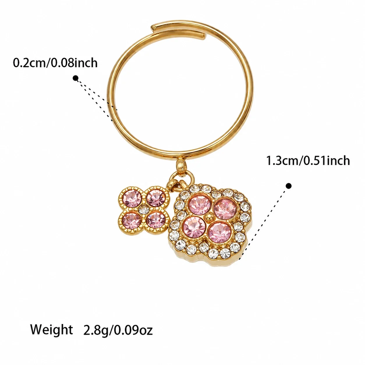 Ornate 18K Gold-Plated Clover & Pavé CZ Jewelry Set - Gold Pink CZ