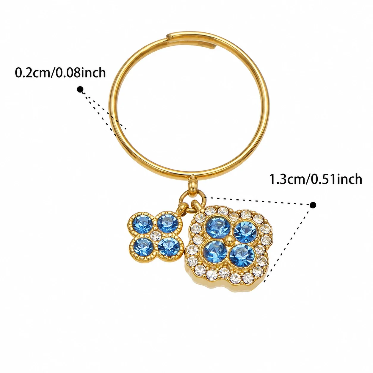 Ornate 18K Gold-Plated Clover & Pavé CZ Jewelry Set - Gold Blue CZ