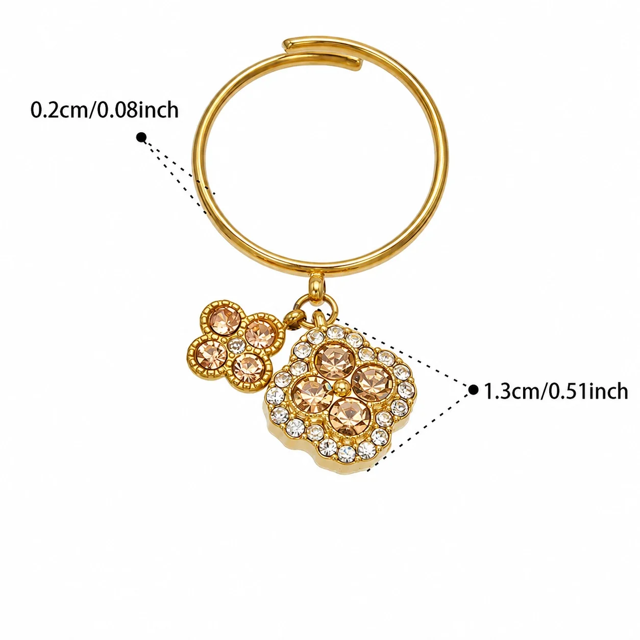 Ornate 18K Gold-Plated Clover & Pavé CZ Jewelry Set - Gold Champagne CZ