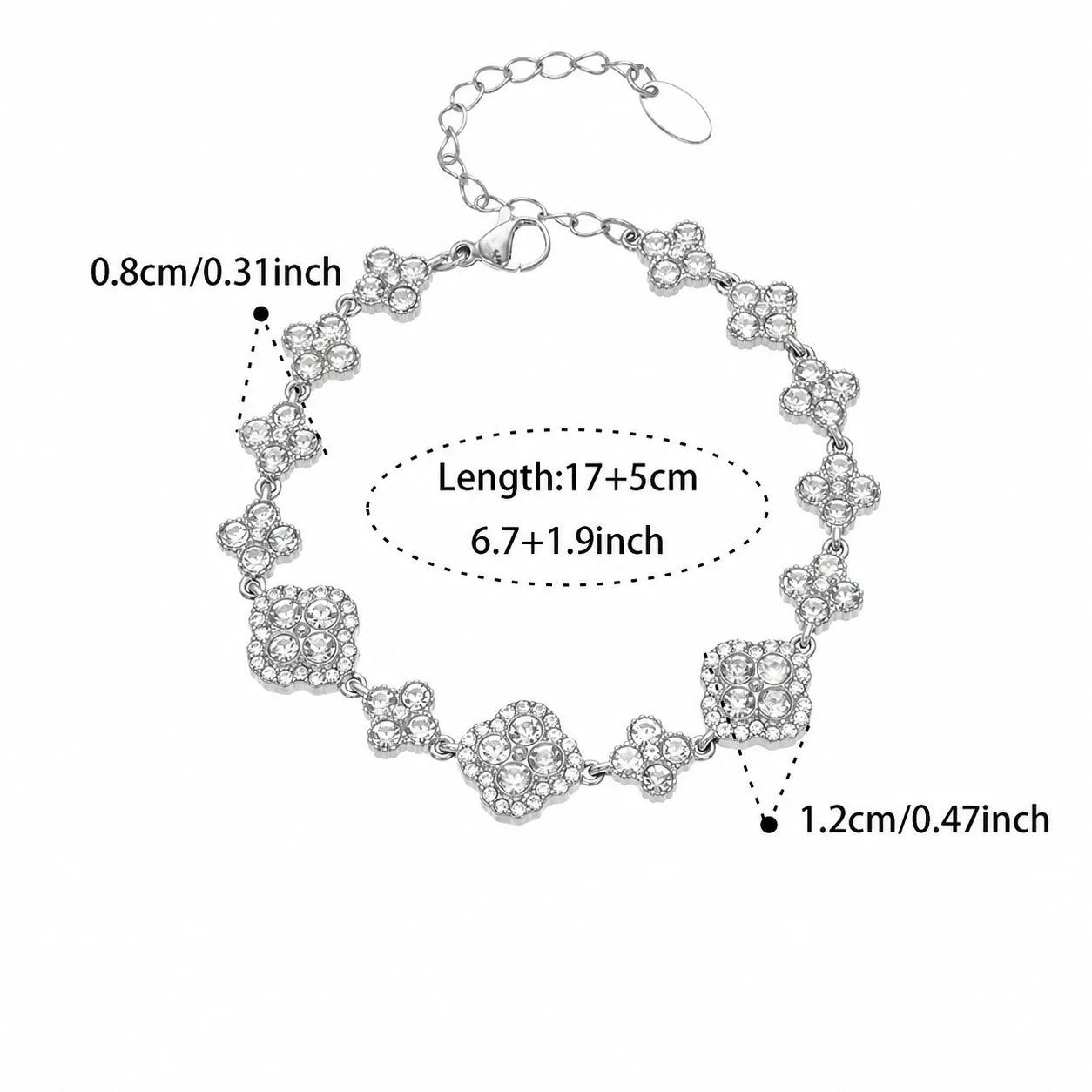 Ornate 18K Gold-Plated Clover & Pavé CZ Jewelry Set - Silver Clear CZ + cm