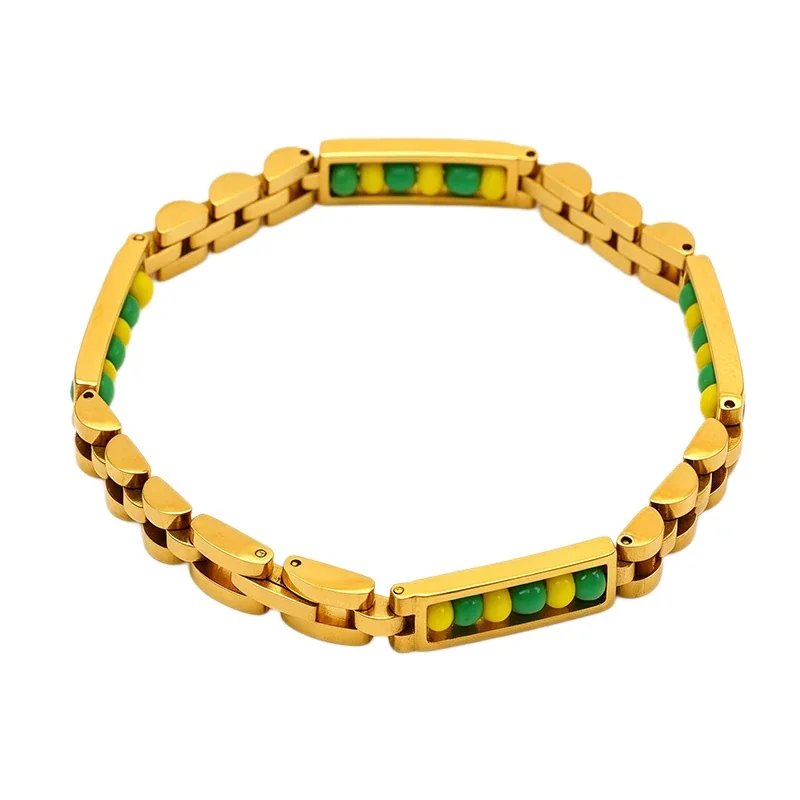 Beaded Bar 18K Gold-Plated 316 Stainless Steel Bracelet