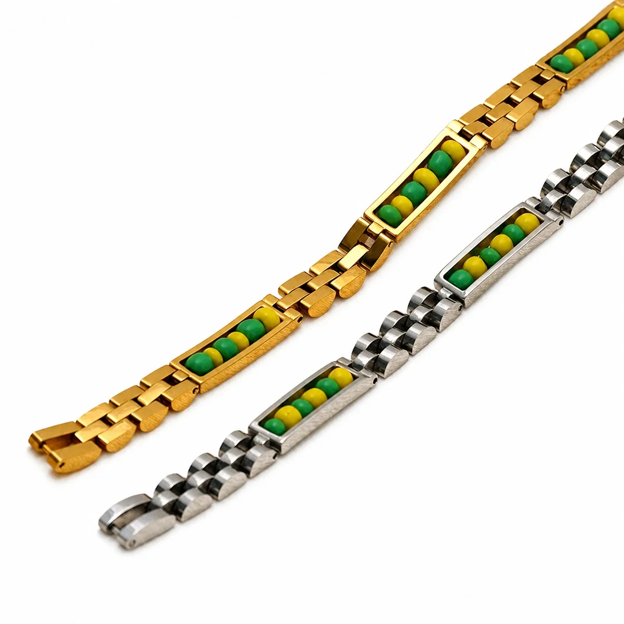 Beaded Bar 18K Gold-Plated 316 Stainless Steel Bracelet