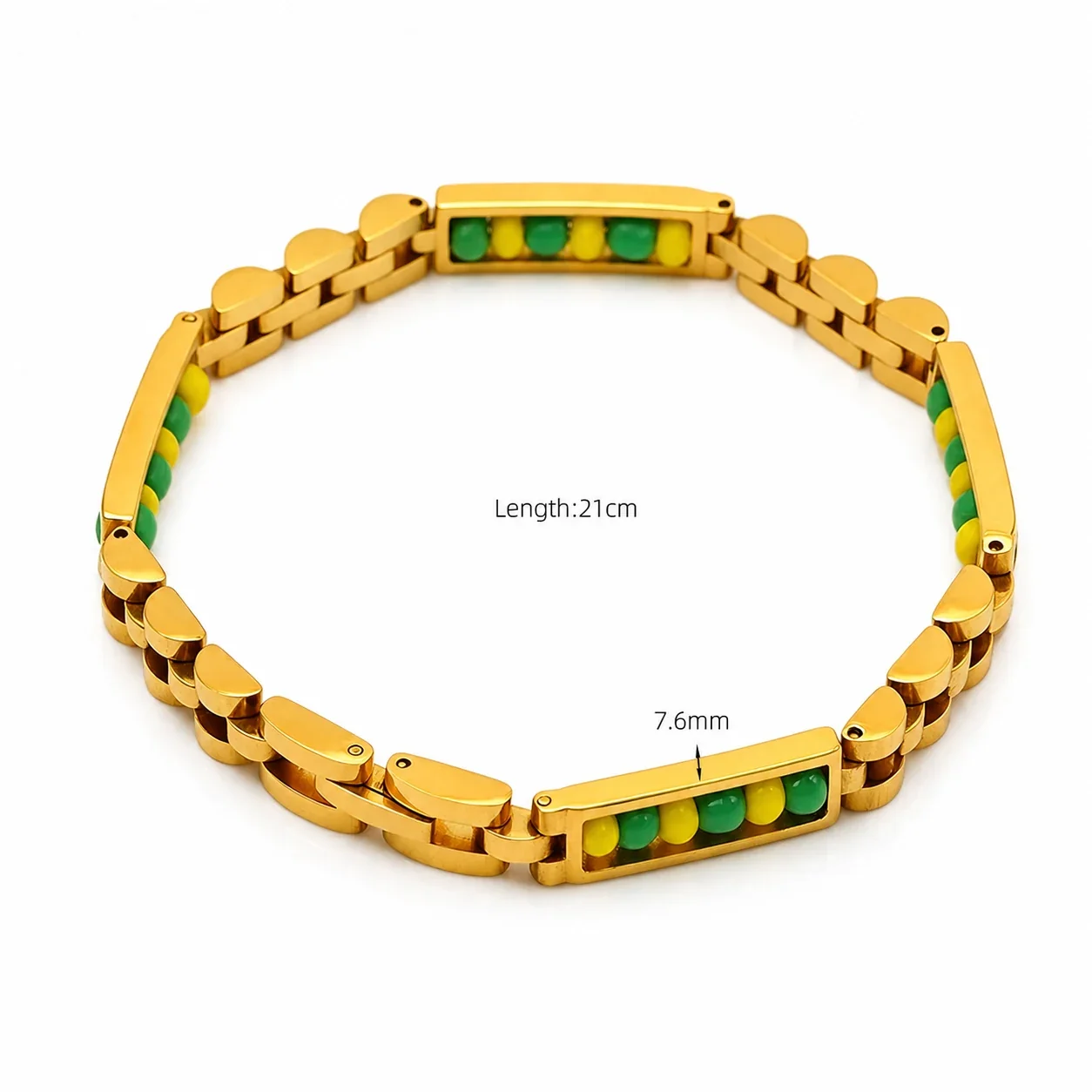 Beaded Bar 18K Gold-Plated 316 Stainless Steel Bracelet - Gold