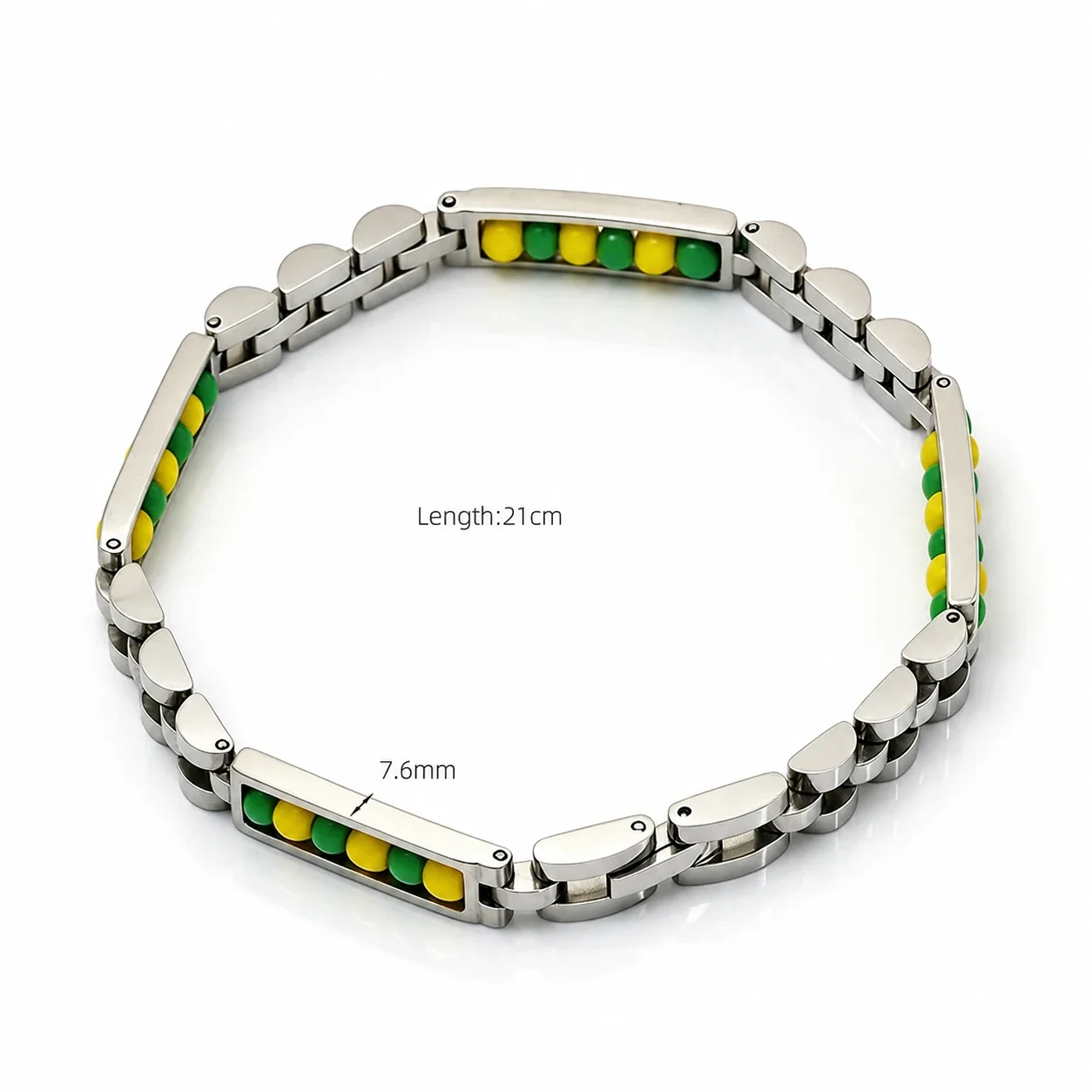 Beaded Bar 18K Gold-Plated 316 Stainless Steel Bracelet - Silver