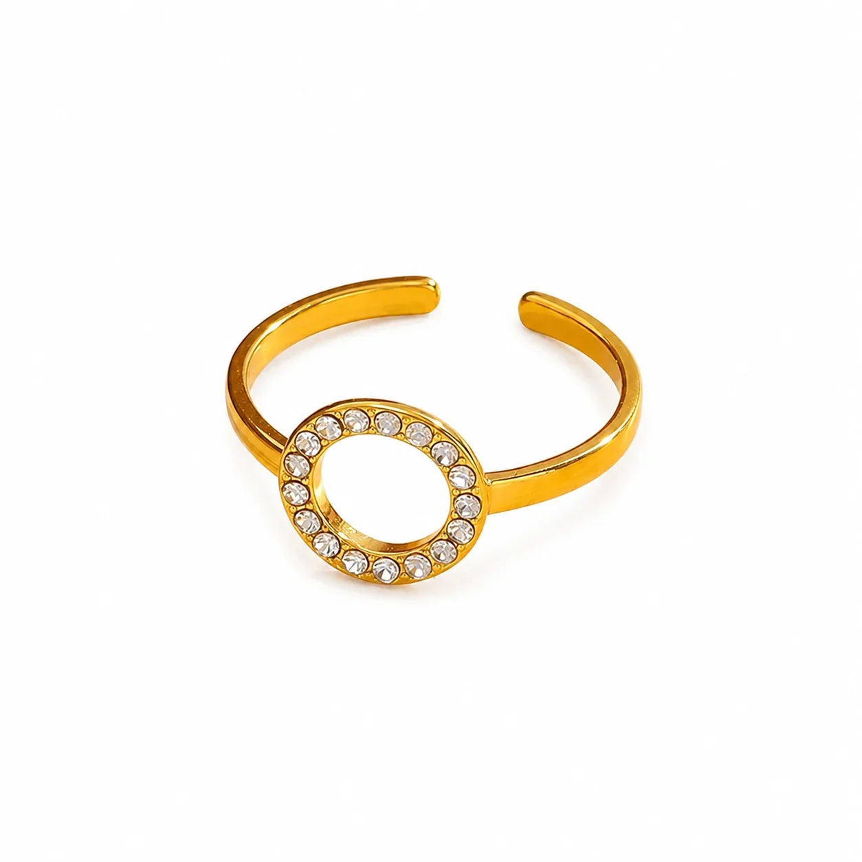 Polished 316 Stainless Steel Pavé Circle Ring