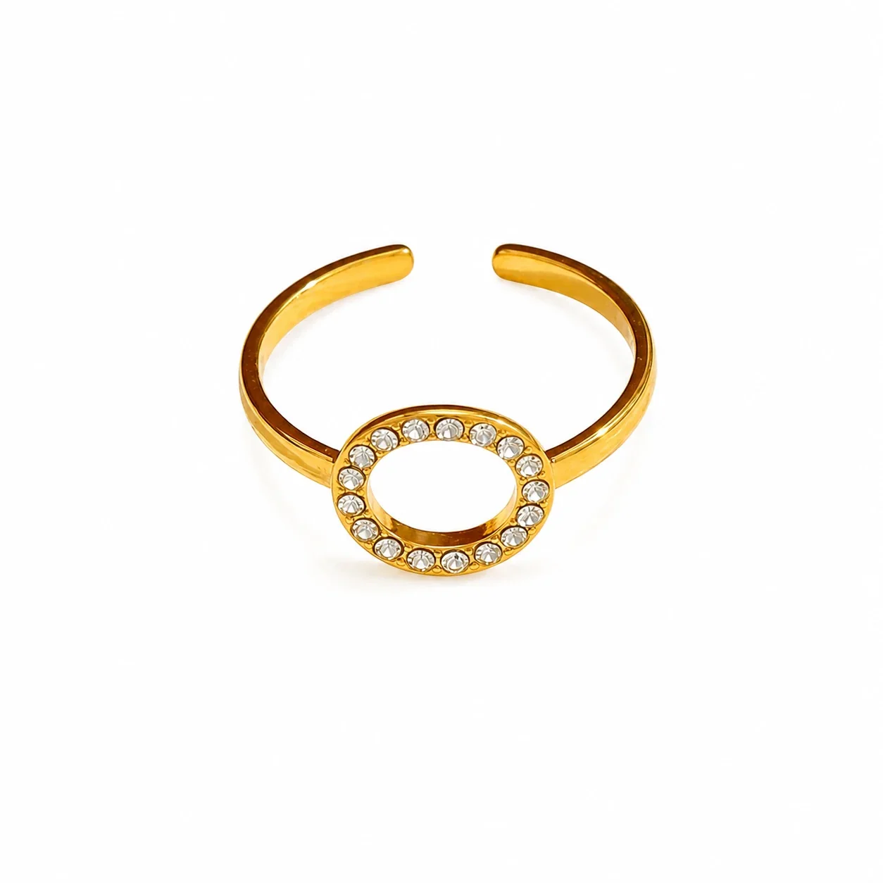 Polished 316 Stainless Steel Pavé Circle Ring