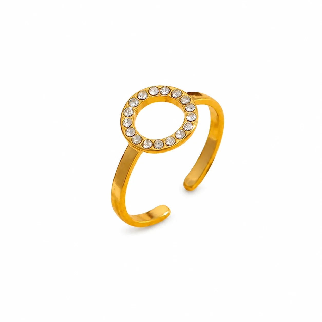 Polished 316 Stainless Steel Pavé Circle Ring