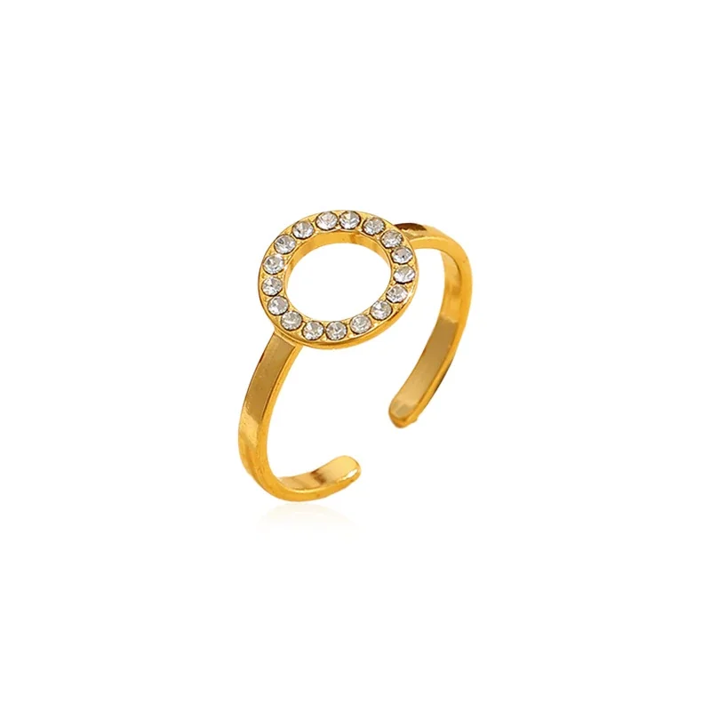 Polished 316 Stainless Steel Pavé Circle Ring