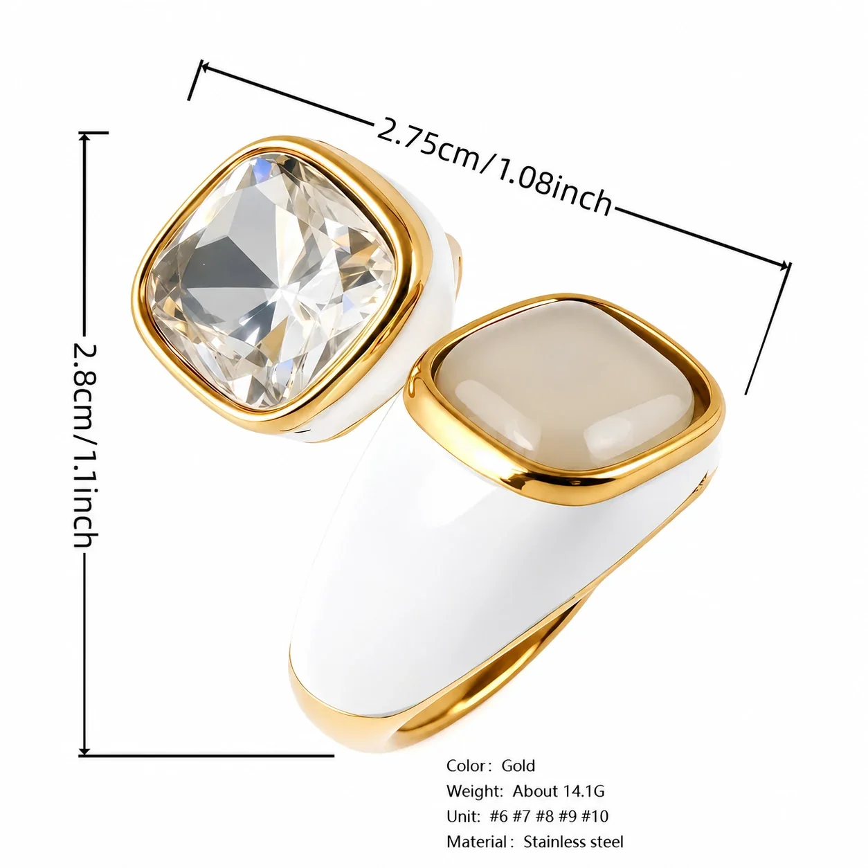 Sculptural 316 Gold PVD Cabochon Statement Ring