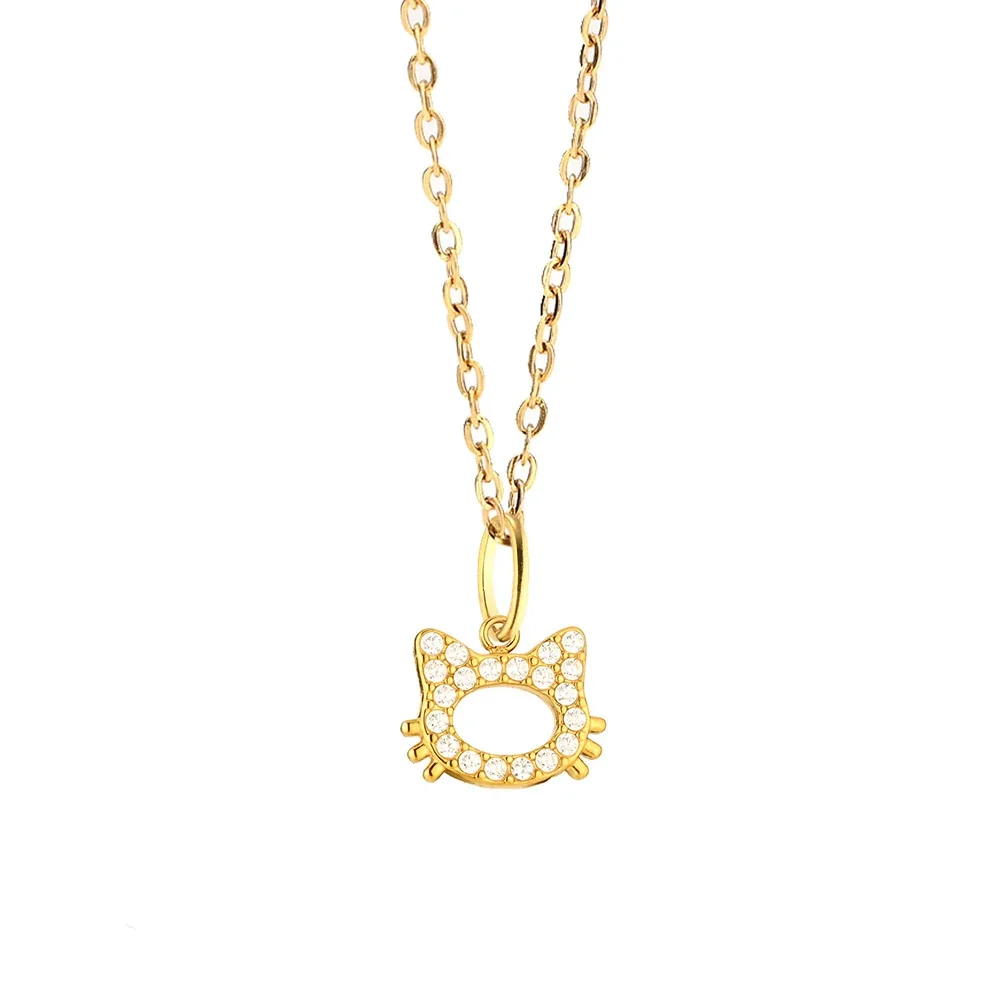 Playful 316 Stainless Steel Pavé CZ Charm Necklace