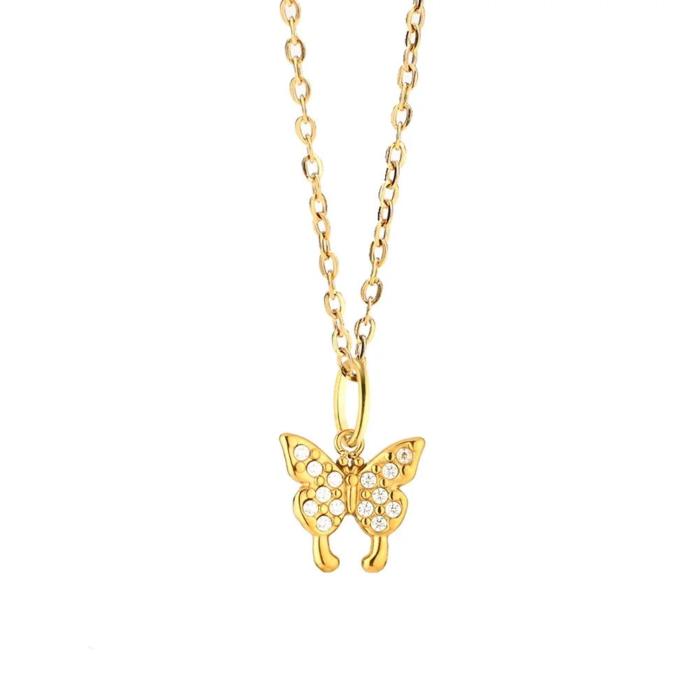 Playful 316 Stainless Steel Pavé CZ Charm Necklace