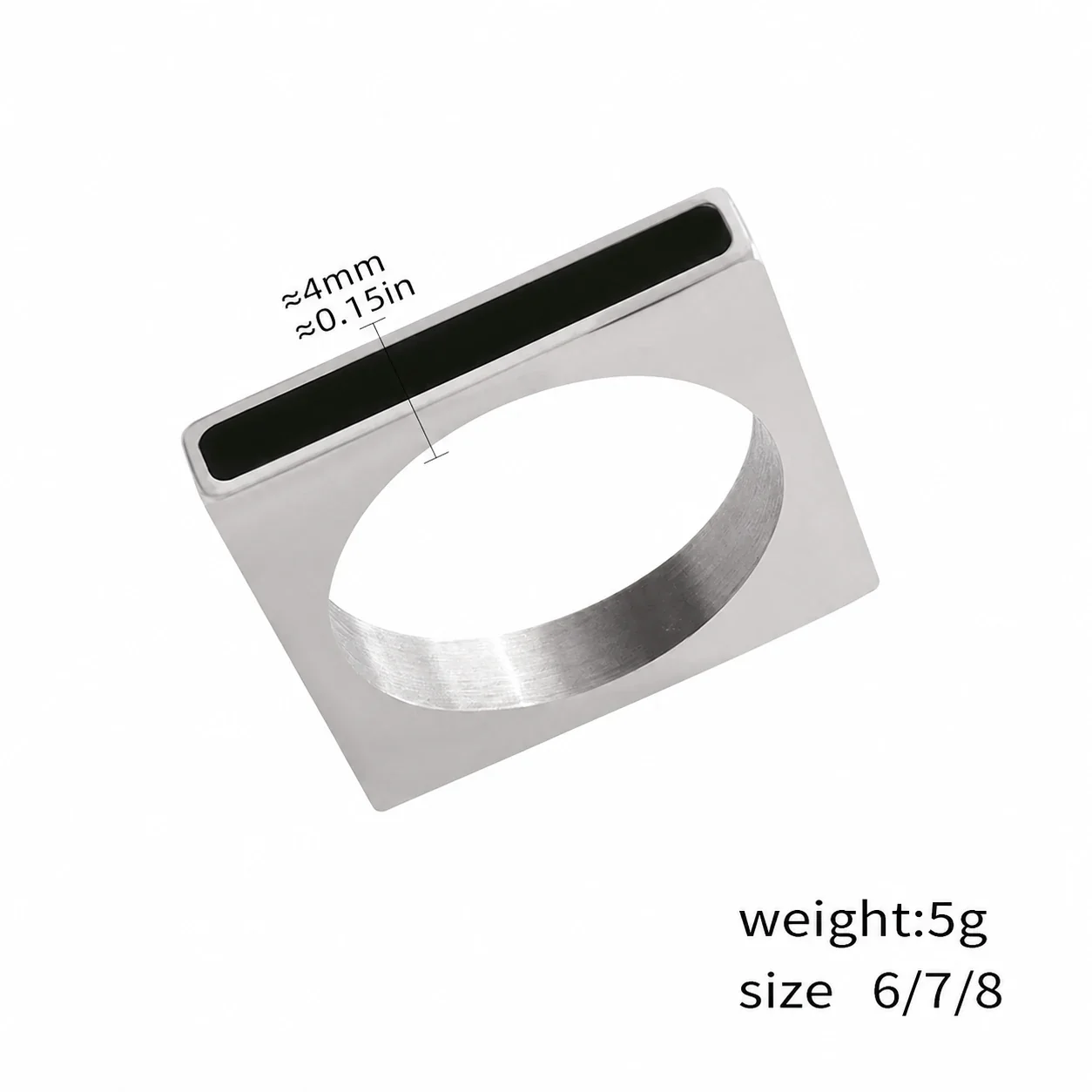 Bold Plated Stainless Steel Oval Cabochon & Bar Signet Ring - Silver Black Oval