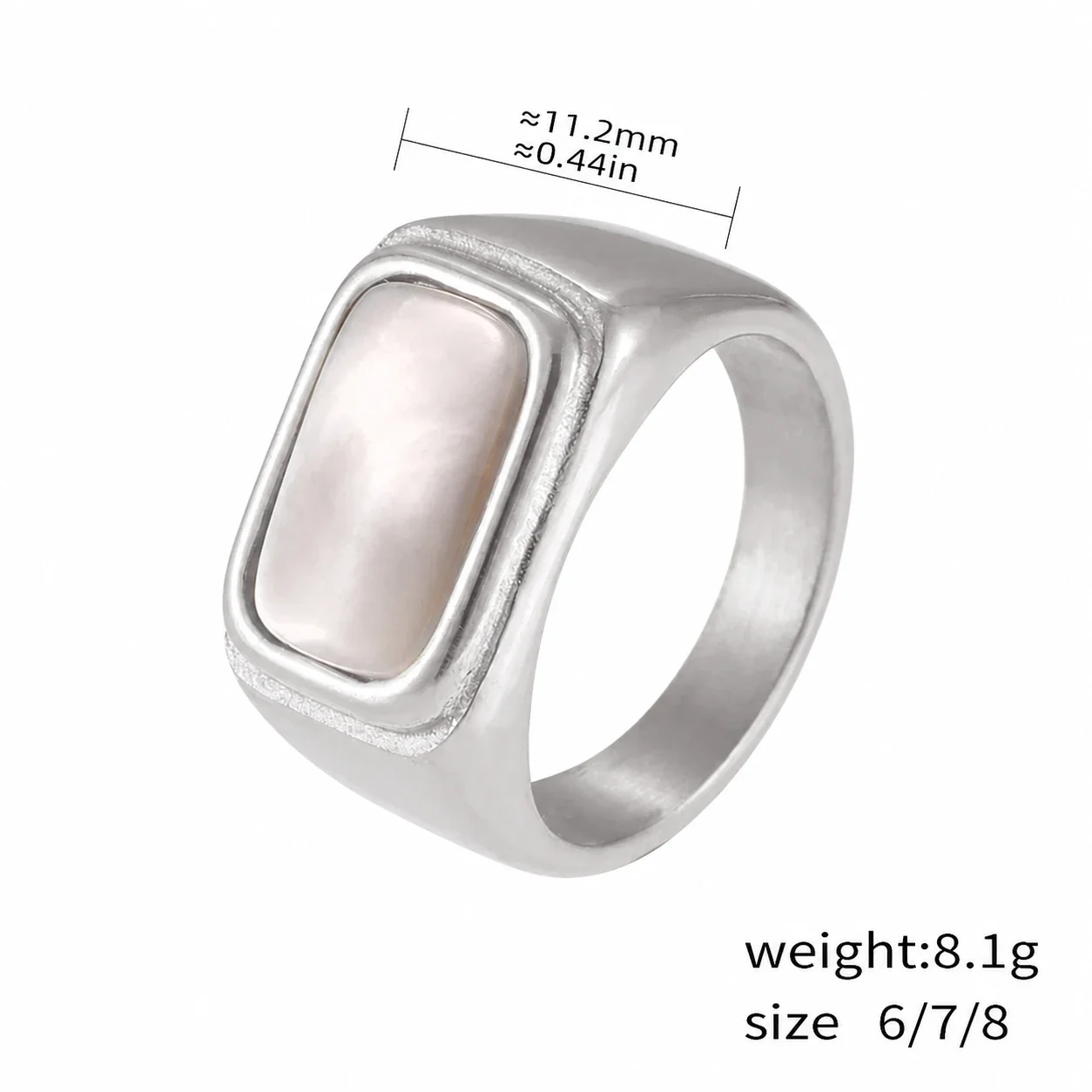 Bold Plated Stainless Steel Oval Cabochon & Bar Signet Ring - Silver Black Bar