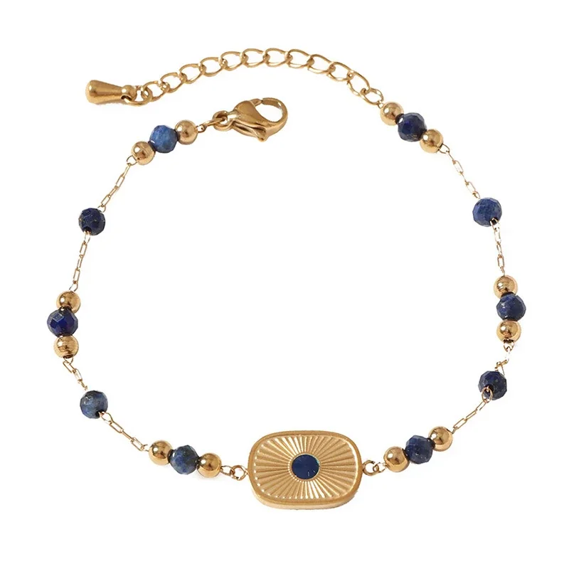 Radiant Gold-Tone Blue Bead Sunburst Jewelry Set - Bracelet