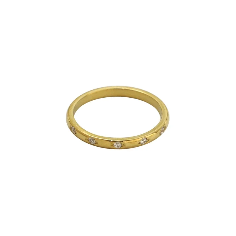 Refined Gold-Plated Five-Stone Band Ring