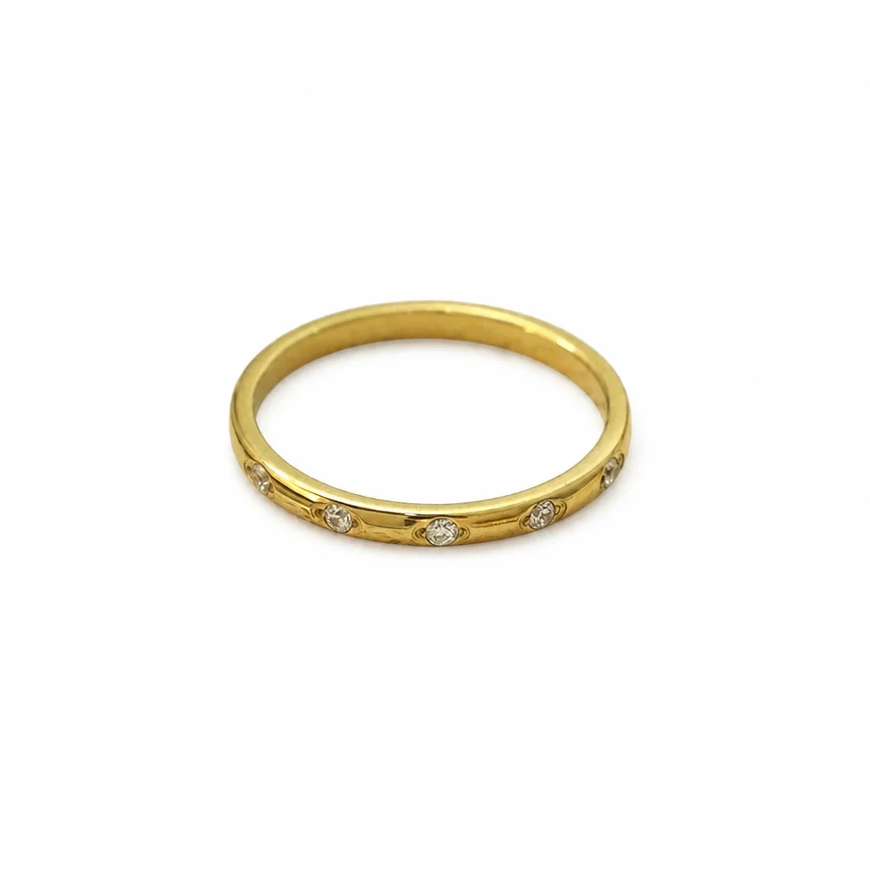 Refined Gold-Plated Five-Stone Band Ring