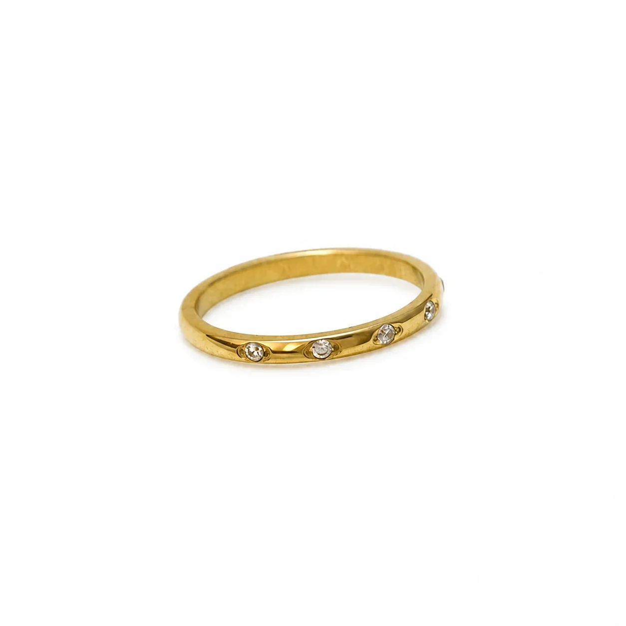 Refined Gold-Plated Five-Stone Band Ring