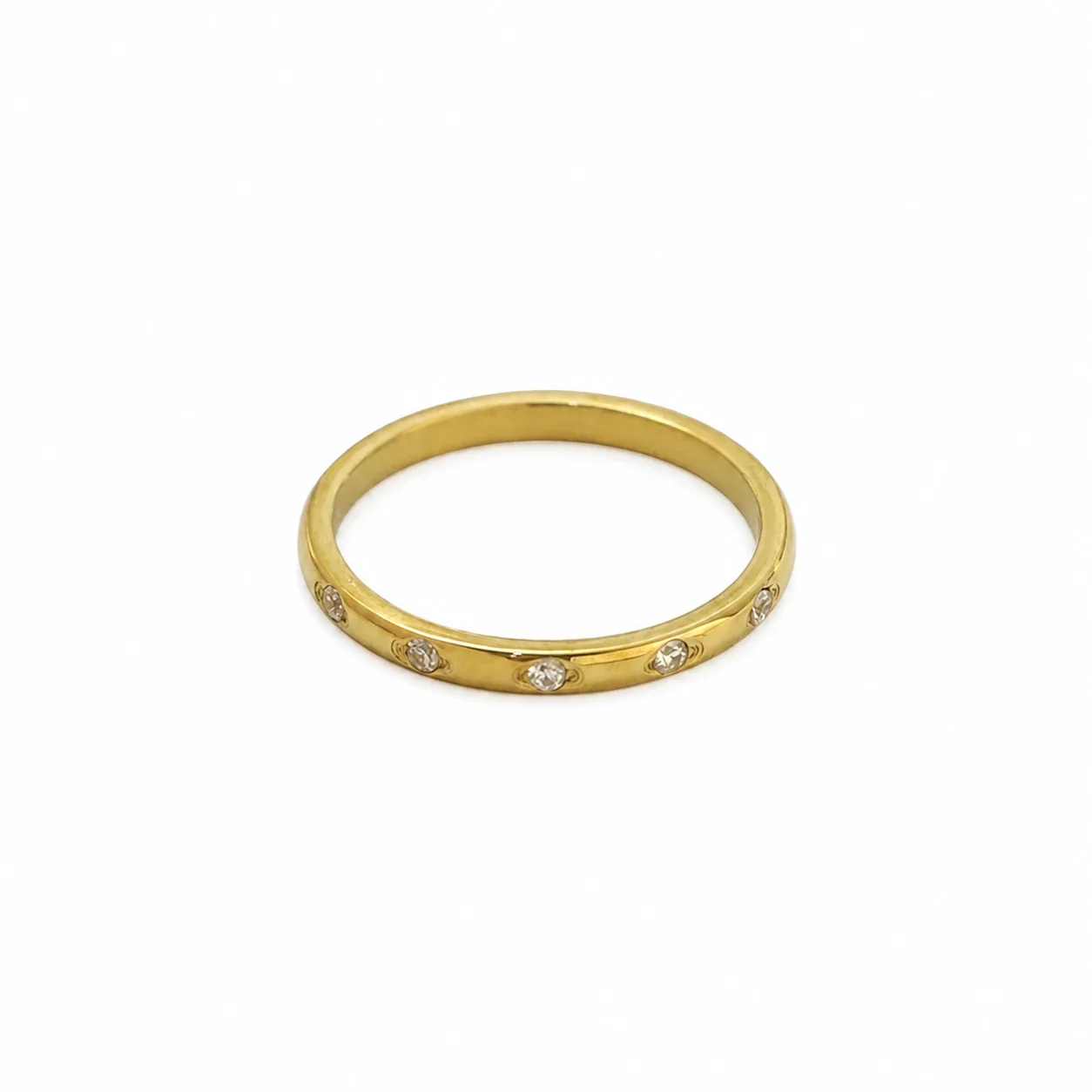 Refined Gold-Plated Five-Stone Band Ring