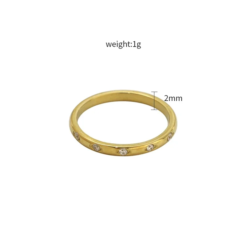 Refined Gold-Plated Five-Stone Band Ring - Gold
