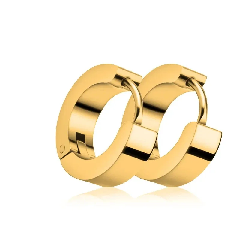 Bold Gold-Plated Wide Hinged Geometric Hoop Earrings