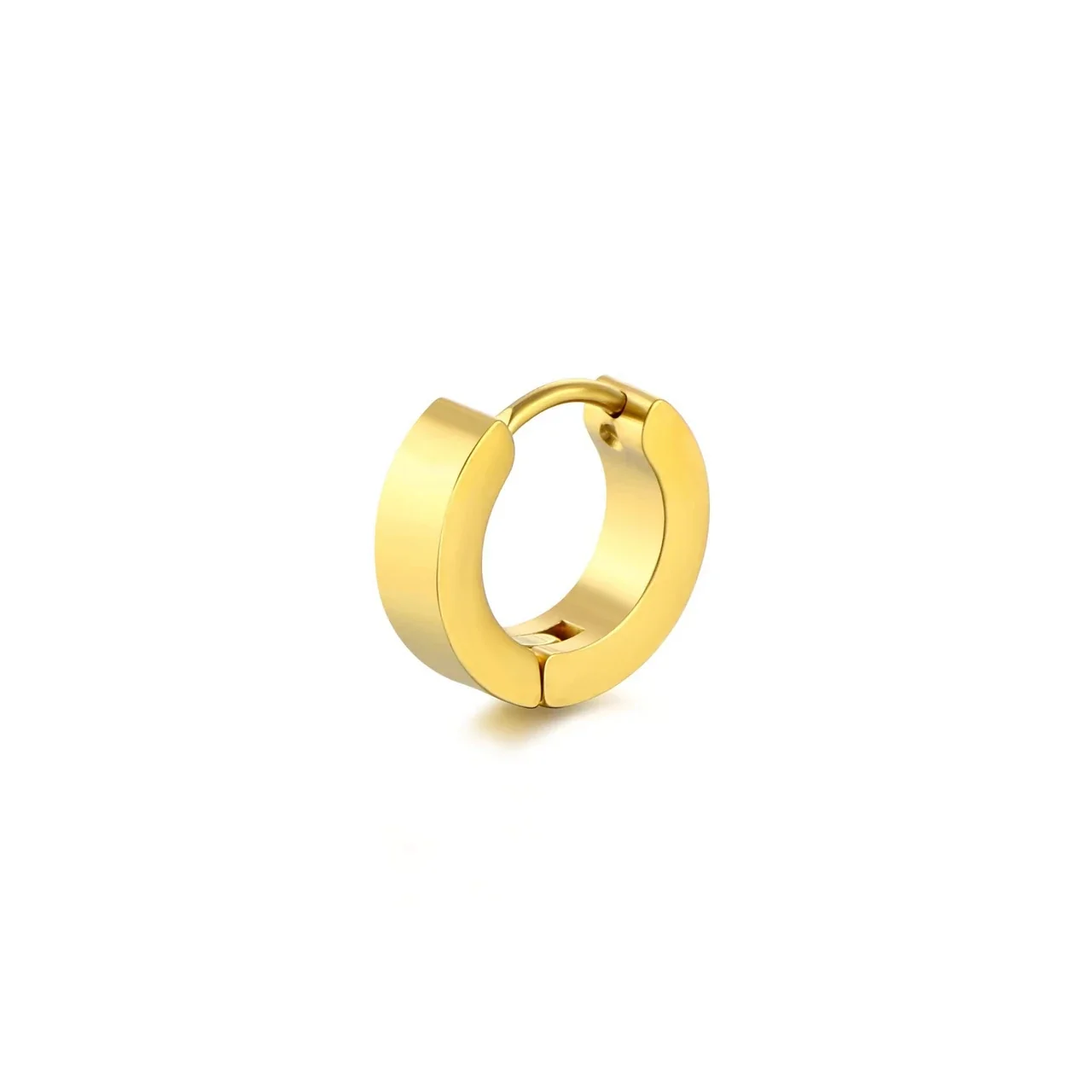 Bold Gold-Plated Wide Hinged Geometric Hoop Earrings