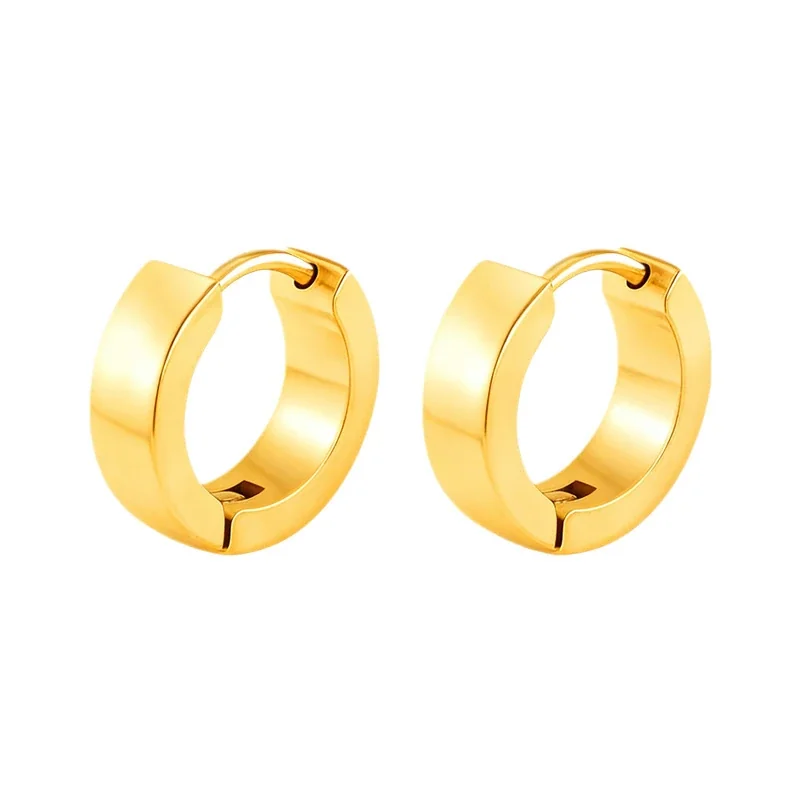 Bold Gold-Plated Wide Hinged Geometric Hoop Earrings