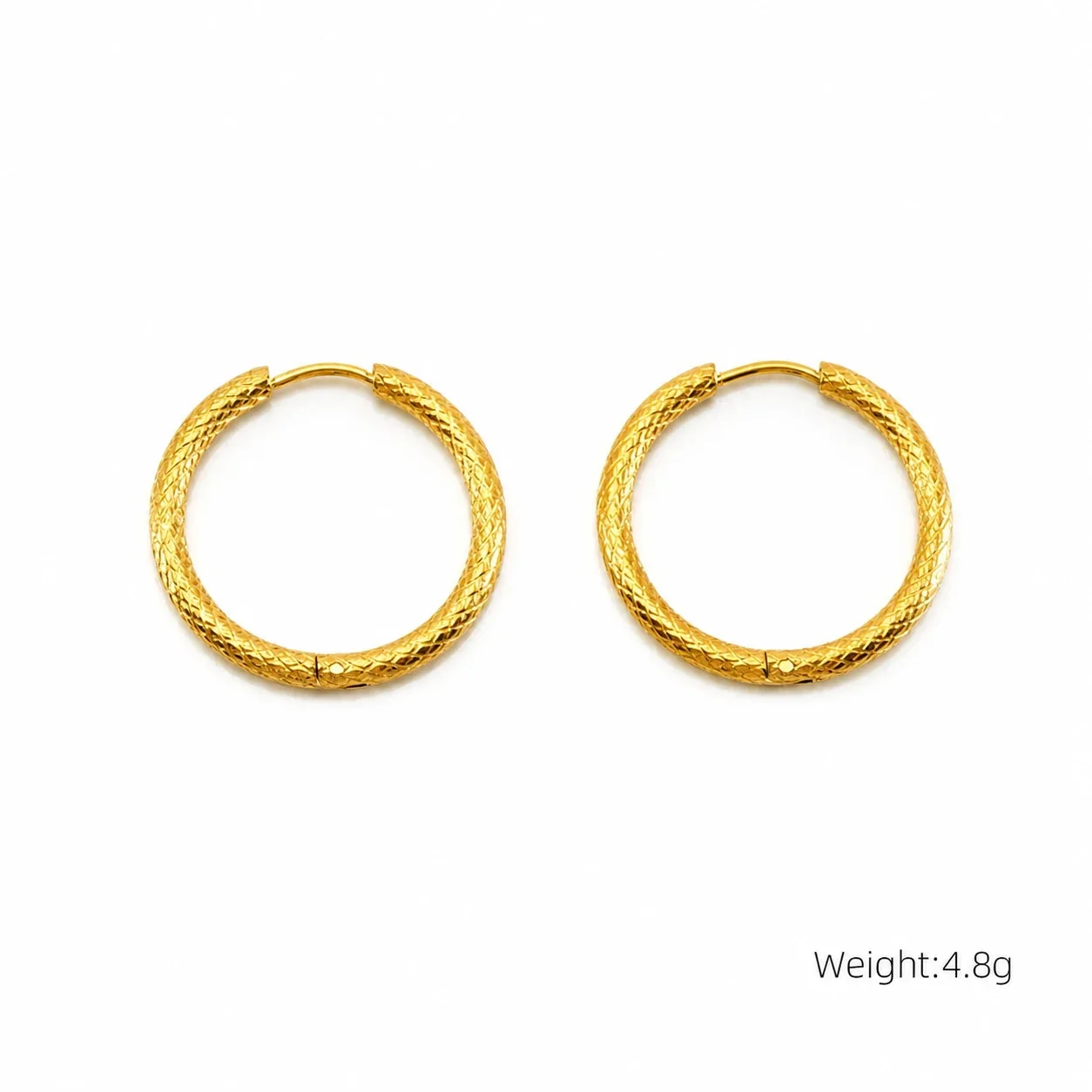 Sculptural Stainless Steel Faceted Oval Hoop Earrings - Gold Faceted Hoop