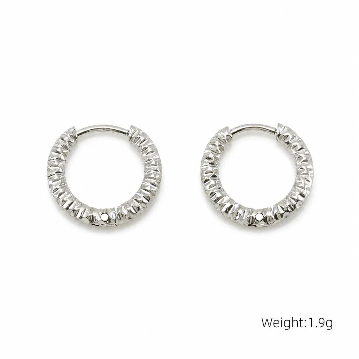 Sculptural Stainless Steel Faceted Oval Hoop Earrings - Silver Oval Hoop