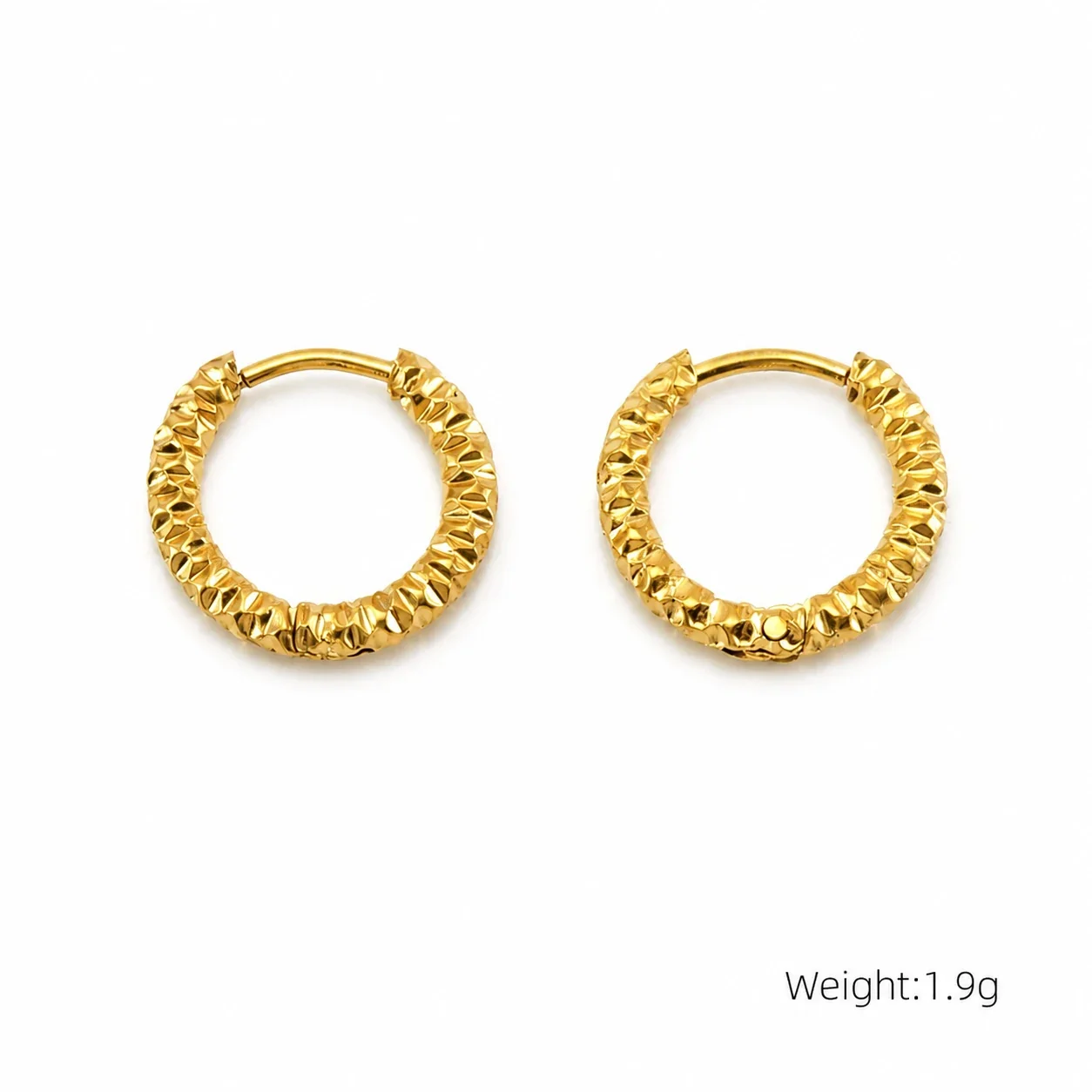 Sculptural Stainless Steel Faceted Oval Hoop Earrings - Gold Oval Hoop