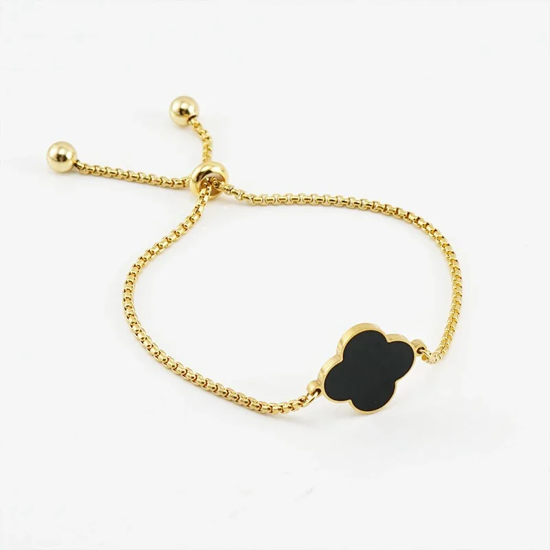 Refined 18K Gold-Plated Shell Clover Box Chain Bracelet