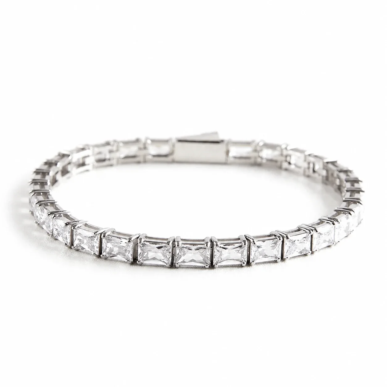 Sleek 316 Stainless Steel Baguette CZ Tennis Bracelet