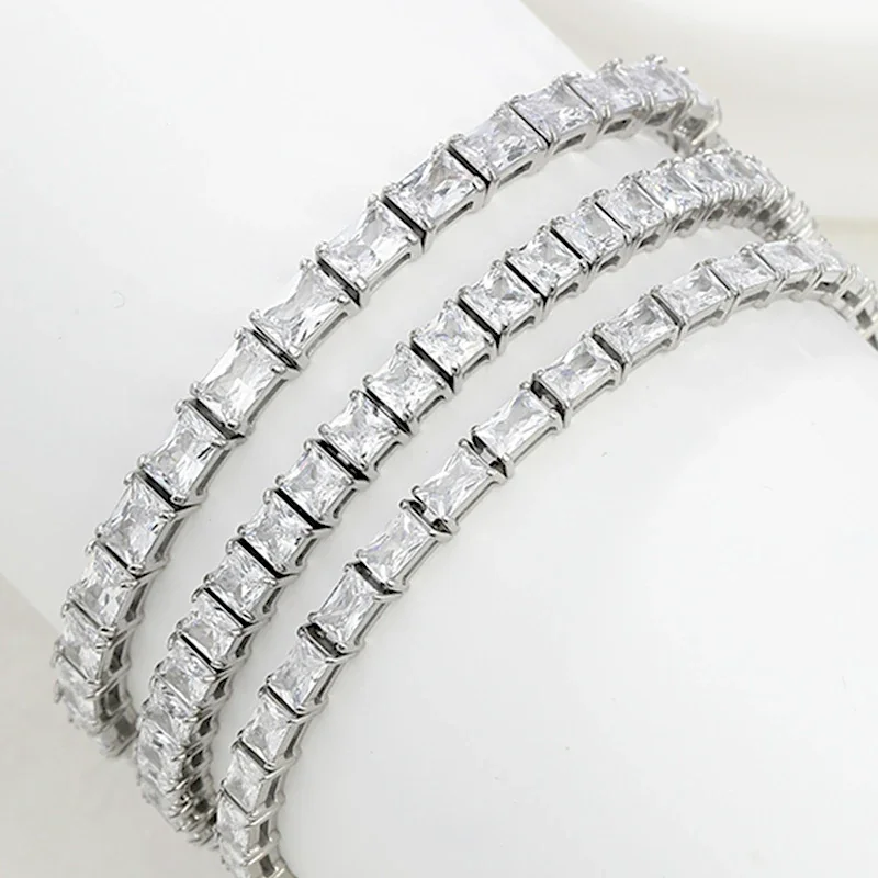 Sleek 316 Stainless Steel Baguette CZ Tennis Bracelet