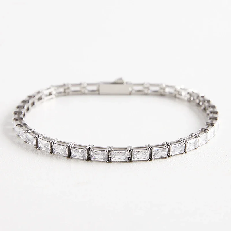 Sleek 316 Stainless Steel Baguette CZ Tennis Bracelet