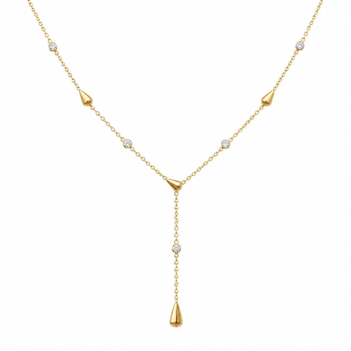 Y-dropketting met druppelhangers, verguld