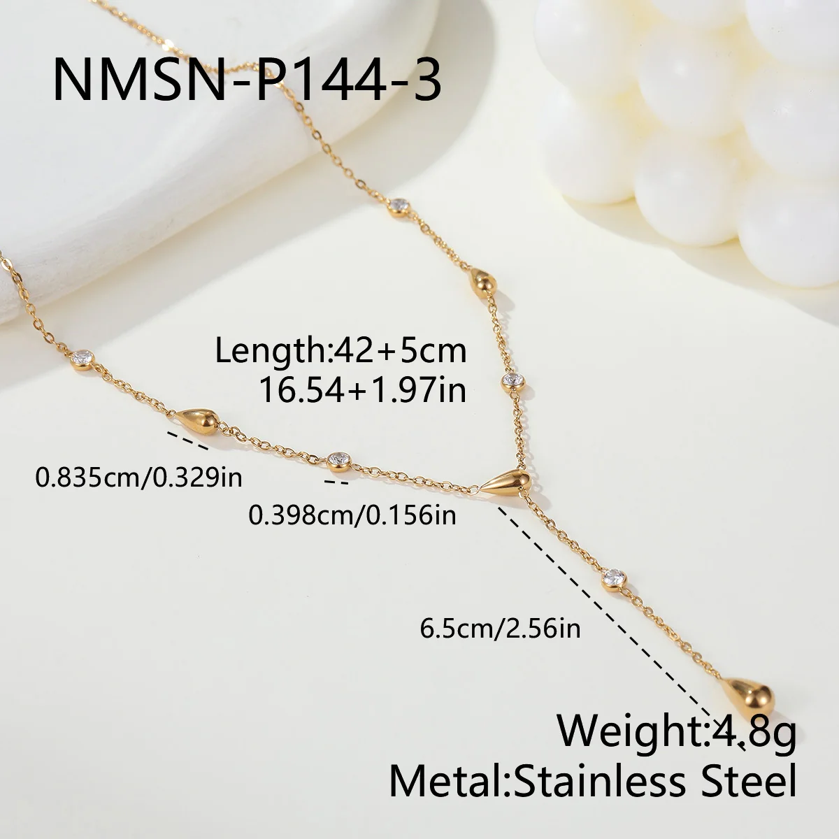 Y-dropketting met druppelhangers, verguld productfoto