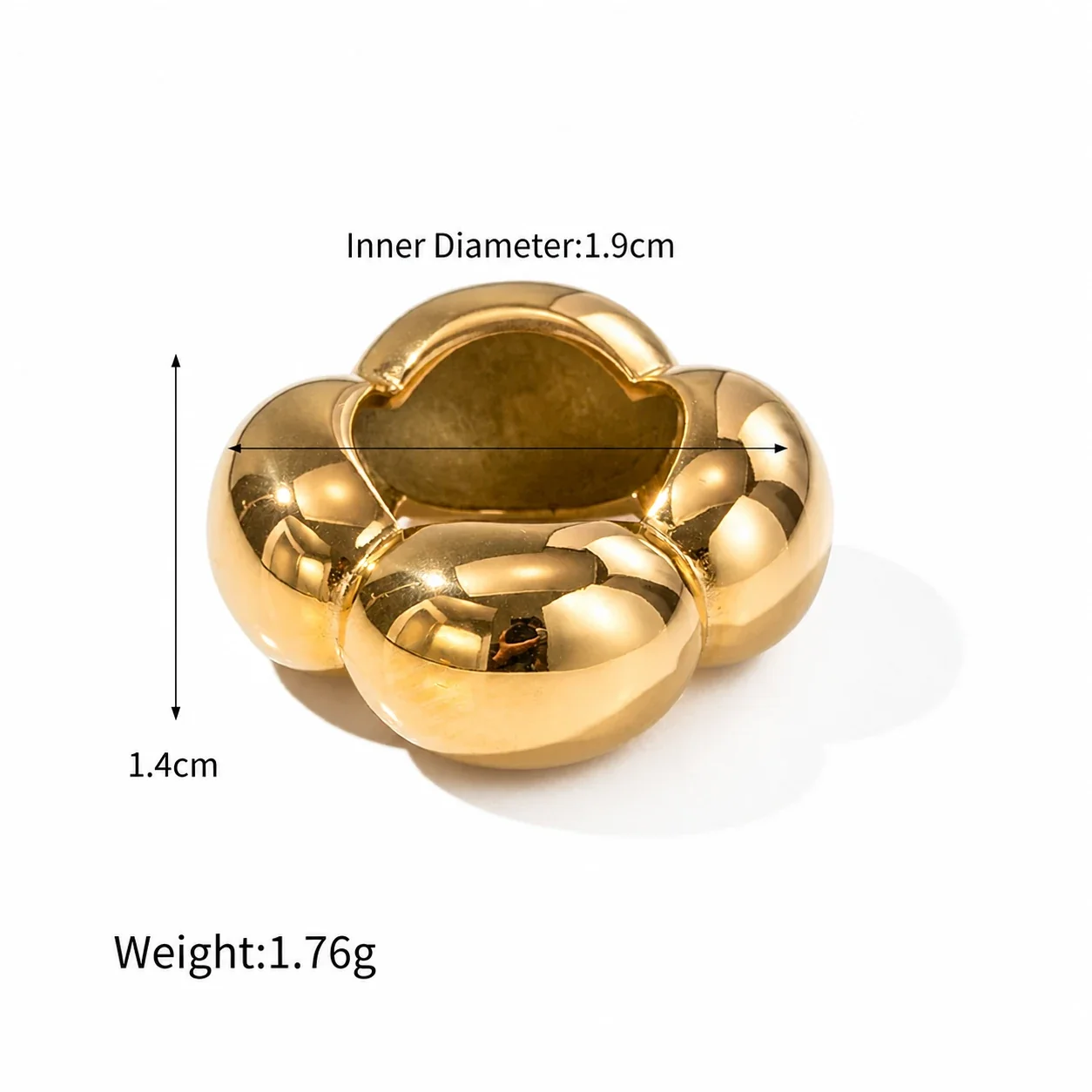 Sculptural Gold-Plated Dome Heart Wide-Band Ring - Gold Sculptural Dome