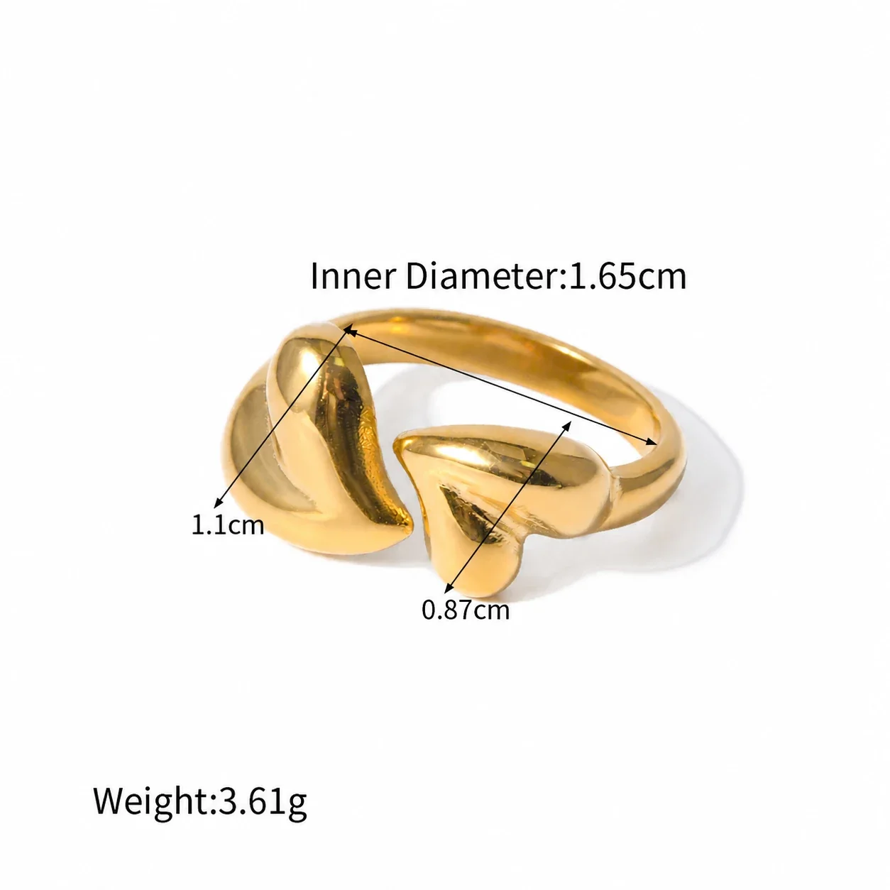 Sculptural Gold-Plated Dome Heart Wide-Band Ring - Gold Bubble Band