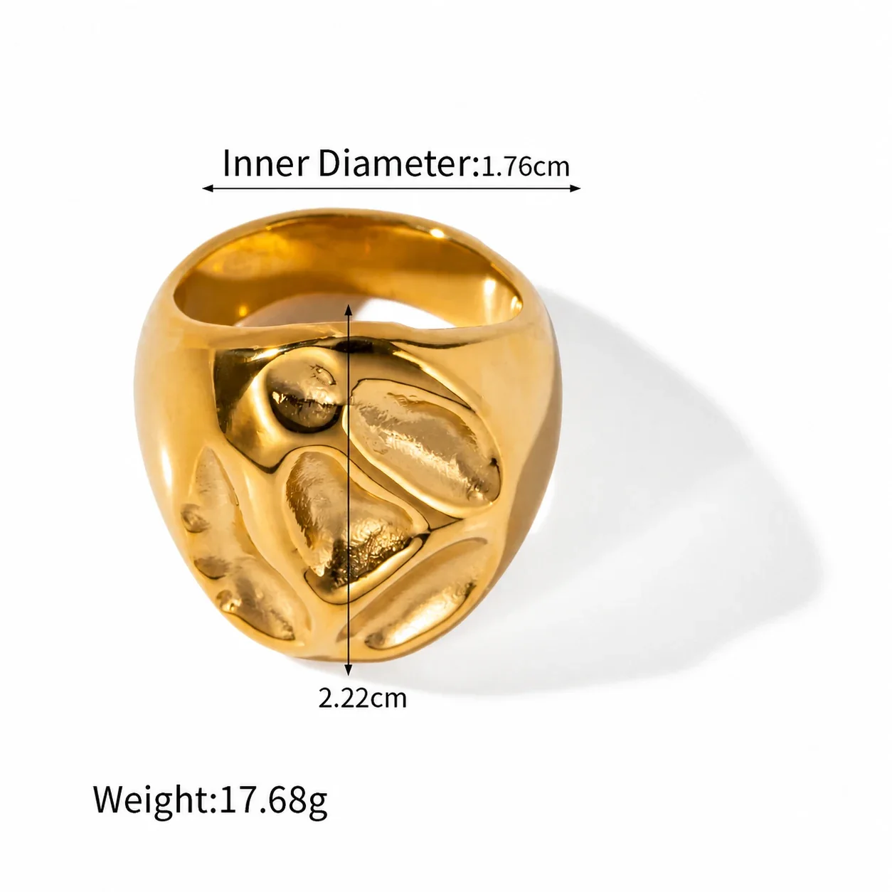 Sculptural Gold-Plated Dome Heart Wide-Band Ring - Gold Organic Cutout