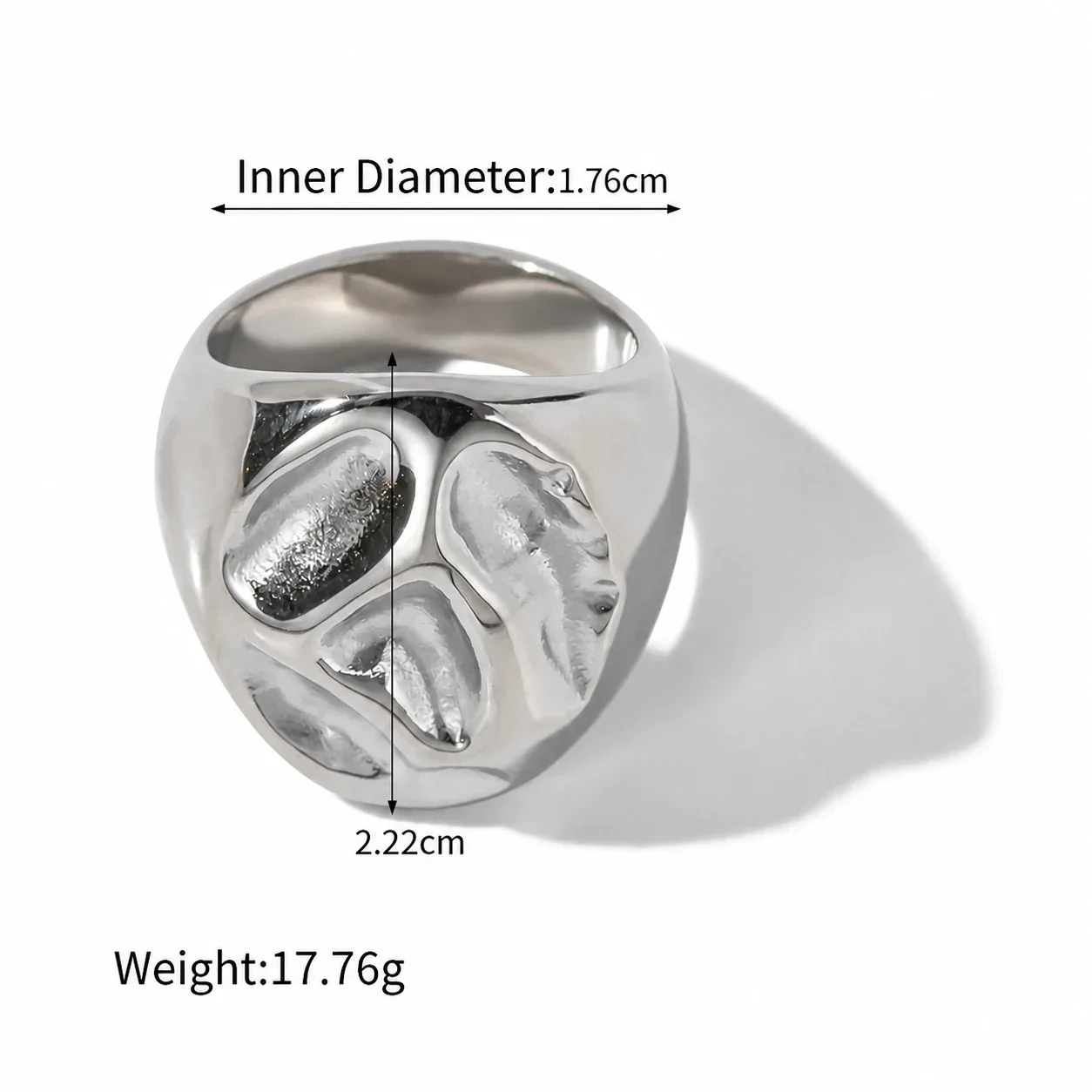 Sculptural Gold-Plated Dome Heart Wide-Band Ring - Silver Organic Cutout